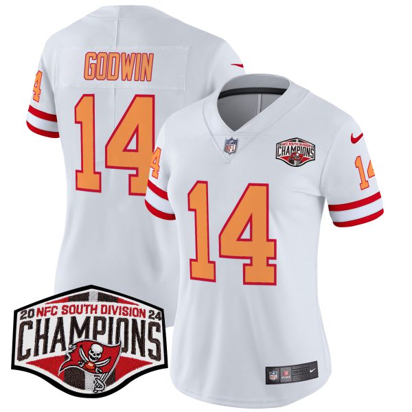 Women's Tampa Bay Buccaneers Creamsicle 2024 NFC South Division Champions Patch Vapor Limited Jersey - All Stitched - Image 26