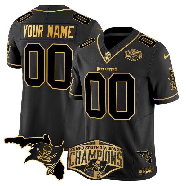 Buccaneers 2024 NFC South Division Champions Patch Gold Vapor Limited Custom Jersey - All Stitched - Image 3