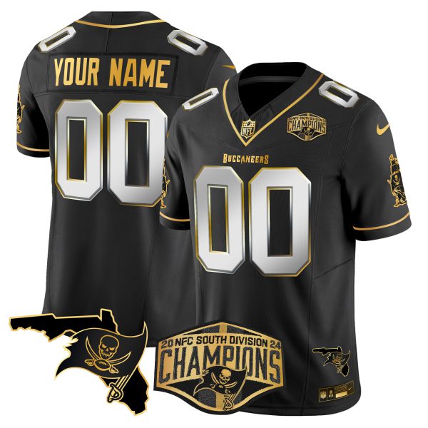 Buccaneers 2024 NFC South Division Champions Patch Gold Vapor Limited Custom Jersey - All Stitched - Image 4
