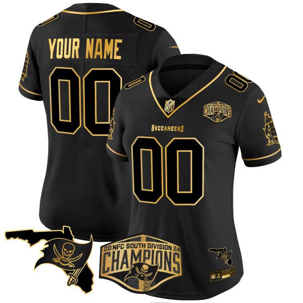 Buccaneers 2024 NFC South Division Champions Patch Gold Vapor Limited Custom Jersey - All Stitched - Image 7