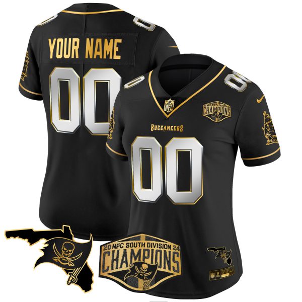 Buccaneers 2024 NFC South Division Champions Patch Gold Vapor Limited Custom Jersey - All Stitched - Image 8