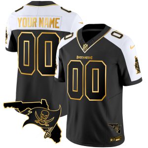 Buccaneers Florida Patch Vapor Gold Custom Jersey - All Stitched