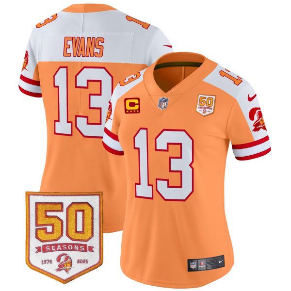 Women's Tampa Bay Buccaneers Throwback 50th Season Patch Vapor Limited Jersey - All Stitched - Image 3