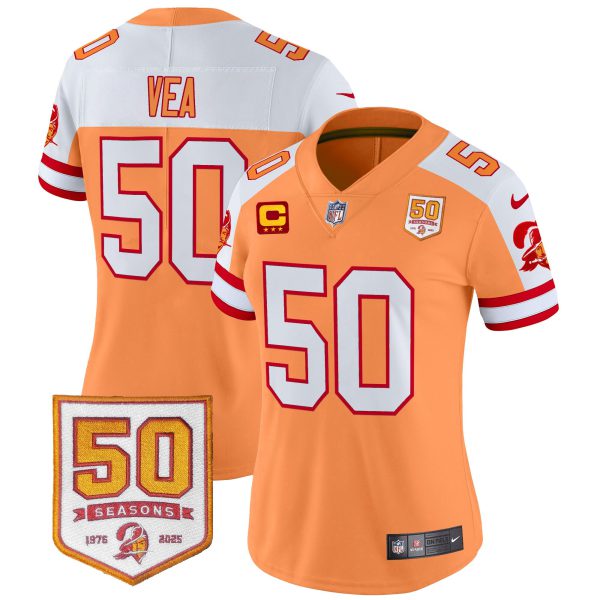 Women's Tampa Bay Buccaneers Throwback 50th Season Patch Vapor Limited Jersey - All Stitched - Image 5