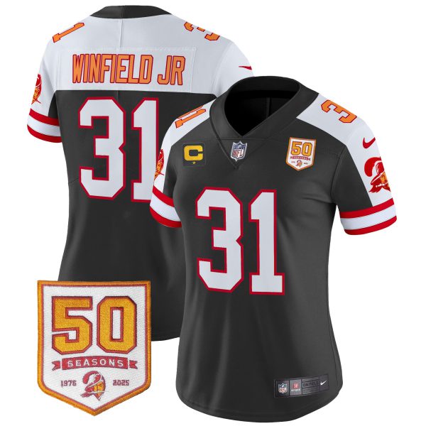 Women's Tampa Bay Buccaneers Throwback 50th Season Patch Vapor Limited Jersey - All Stitched - Image 13
