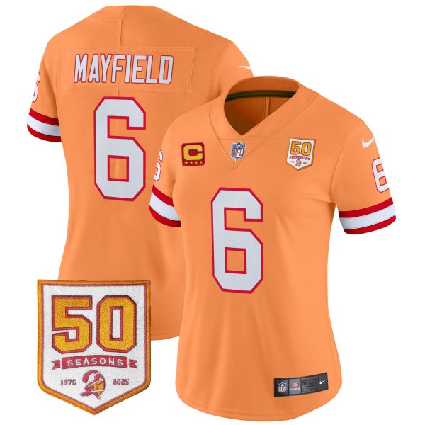 Women's Tampa Bay Buccaneers Throwback 50th Season Patch Vapor Limited Jersey - All Stitched - Image 15