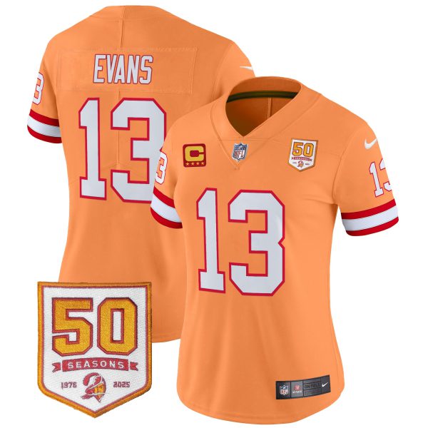 Women's Tampa Bay Buccaneers Throwback 50th Season Patch Vapor Limited Jersey - All Stitched - Image 17