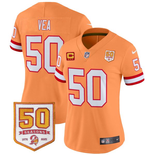 Women's Tampa Bay Buccaneers Throwback 50th Season Patch Vapor Limited Jersey - All Stitched - Image 19