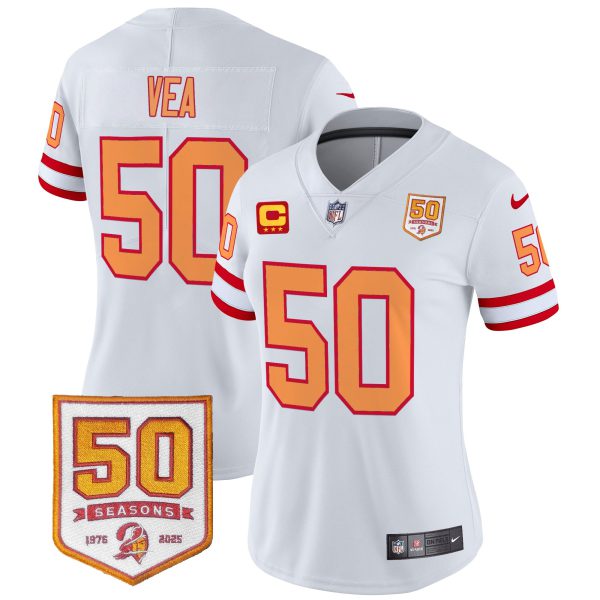 Women's Tampa Bay Buccaneers Throwback 50th Season Patch Vapor Limited Jersey - All Stitched - Image 26