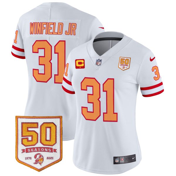 Women's Tampa Bay Buccaneers Throwback 50th Season Patch Vapor Limited Jersey - All Stitched - Image 27