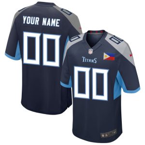 Tennessee Titans Navy Phillipines Flag Patch Custom Jersey – All Stitched