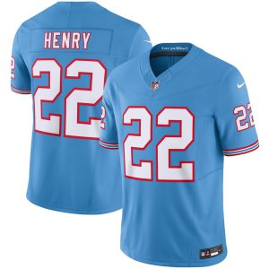Derrick Henry Tennessee Titans Oilers Throwback Light Blue Jersey – All Stitched