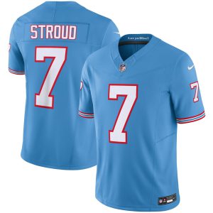 CJ Stroud Tennessee Titans Oilers Light Blue Jersey – All Stitched