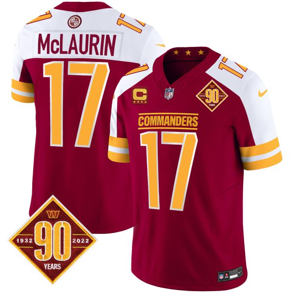 Men's Washington Commanders 90th Anniversary Patch Vapor Jersey V2 - All Stitched - Image 3