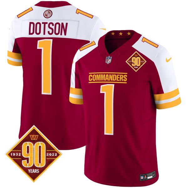 Men's Washington Commanders 90th Anniversary Patch Vapor Jersey V2 - All Stitched - Image 5