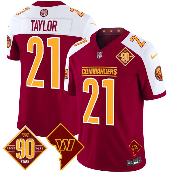 Men's Washington Commanders 90th Anniversary & Home Patch Vapor Limited Jersey - All Stitched - Image 6