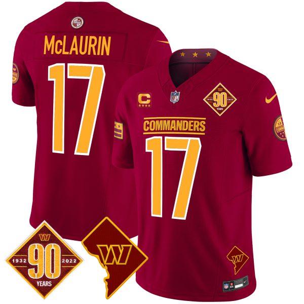 Men's Washington Commanders 90th Anniversary & Home Patch Vapor Limited Jersey - All Stitched - Image 26