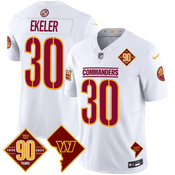 Men's Washington Commanders 90th Anniversary & Home Patch Vapor Limited Jersey - All Stitched - Image 31