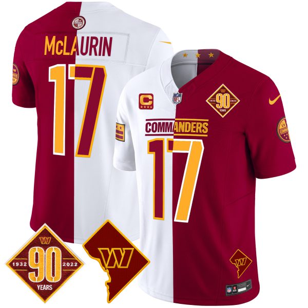 Men's Washington Commanders 90th Anniversary & Home Patch Vapor Limited Jersey - All Stitched - Image 40