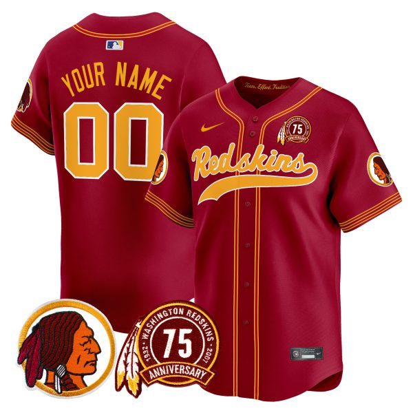 Washington Redskins 75th Patch Throwback Vapor Premier Limited Custom Jersey - All Stitched - Image 4