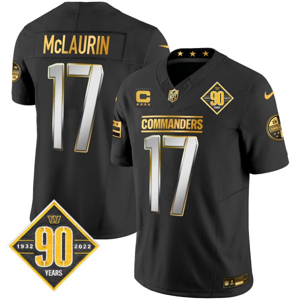 Men's Washington Commanders 90th Anniversary Patch Gold Vapor Limited Jersey - All Stitched - Image 5