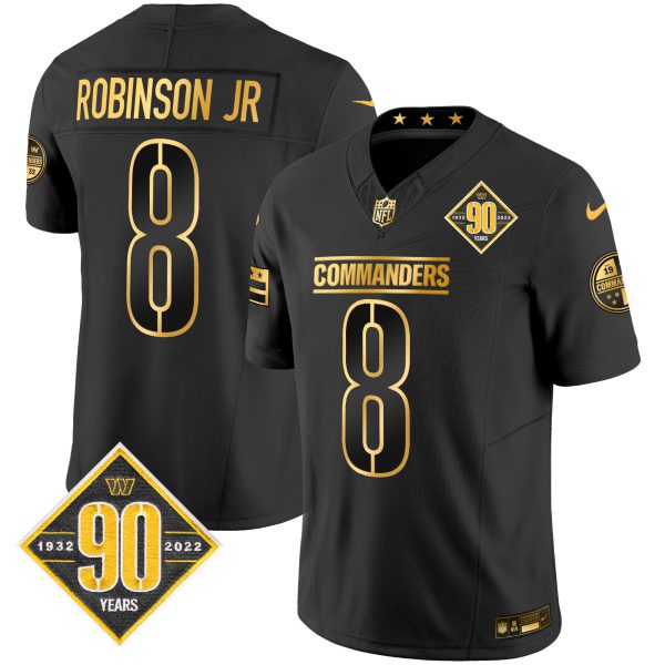 Men's Washington Commanders 90th Anniversary Patch Gold Vapor Limited Jersey - All Stitched - Image 10