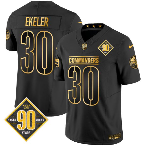 Men's Washington Commanders 90th Anniversary Patch Gold Vapor Limited Jersey - All Stitched - Image 11