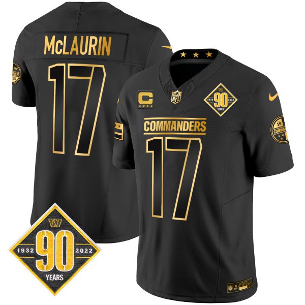Men's Washington Commanders 90th Anniversary Patch Gold Vapor Limited Jersey - All Stitched - Image 13