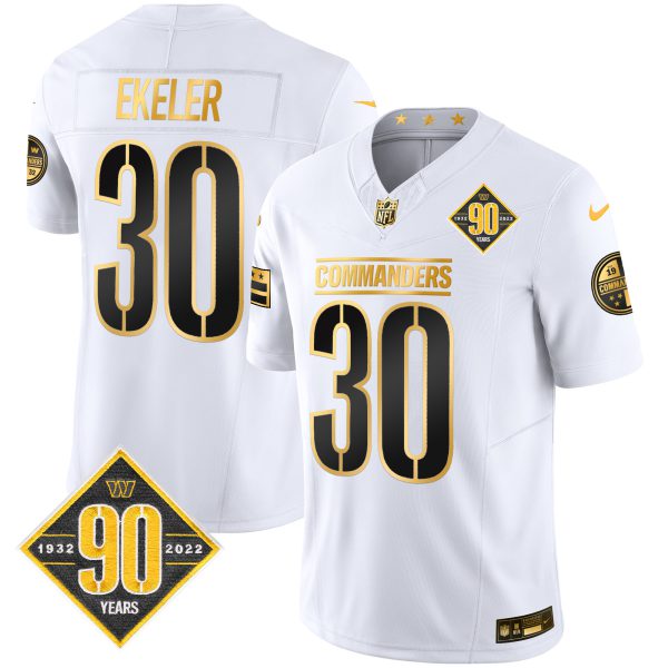 Men's Washington Commanders 90th Anniversary Patch Gold Vapor Limited Jersey - All Stitched - Image 19