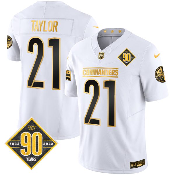 Men's Washington Commanders 90th Anniversary Patch Gold Vapor Limited Jersey - All Stitched - Image 22