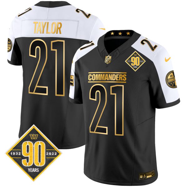 Men's Washington Commanders 90th Anniversary Patch Gold Vapor Limited Jersey - All Stitched - Image 30