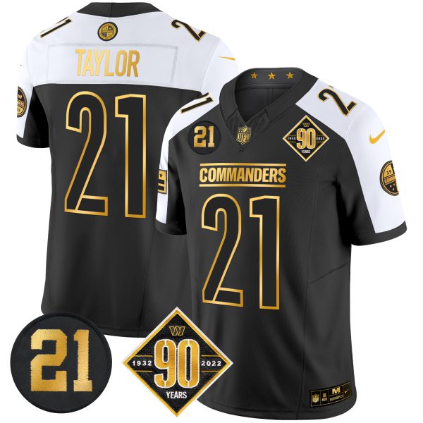 Men's Washington Commanders 90th & Sean Taylor Patch Gold Vapor Limited Jersey - All Stitched - Image 2
