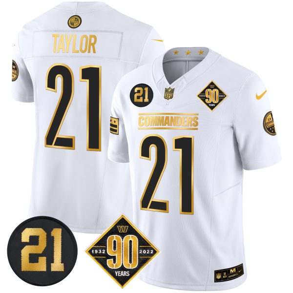 Men's Washington Commanders 90th & Sean Taylor Patch Gold Vapor Limited Jersey - All Stitched - Image 11
