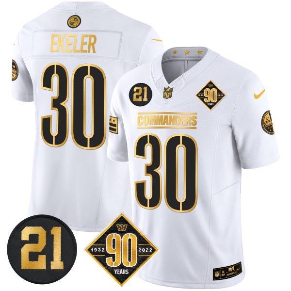 Men's Washington Commanders 90th & Sean Taylor Patch Gold Vapor Limited Jersey - All Stitched - Image 13