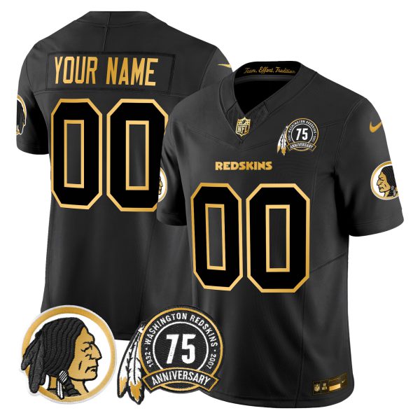 Washington Redskins 75th Patch Throwback Gold Vapor Limited Custom Jersey - All Stitched - Image 2