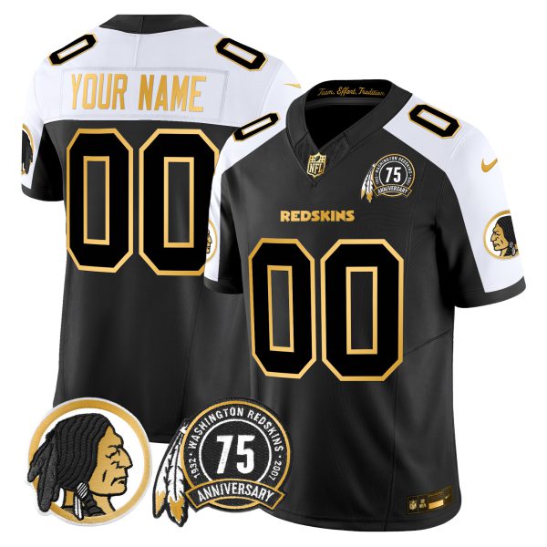 Washington Redskins 75th Patch Throwback Gold Vapor Limited Custom Jersey - All Stitched - Image 4