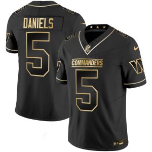 Jayden Daniels Washington Commanders Black Gold Jersey - All Stitched