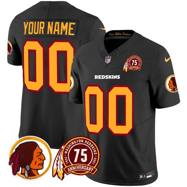 Washington Redskins 75th Patch Throwback Vapor Limited Custom Jersey - All Stitched - Image 2