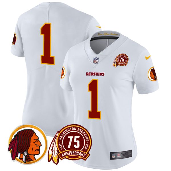 Women's Washington Redskins 75th Patch Throwback Vapor Limited Jersey - All Stitched - Image 45