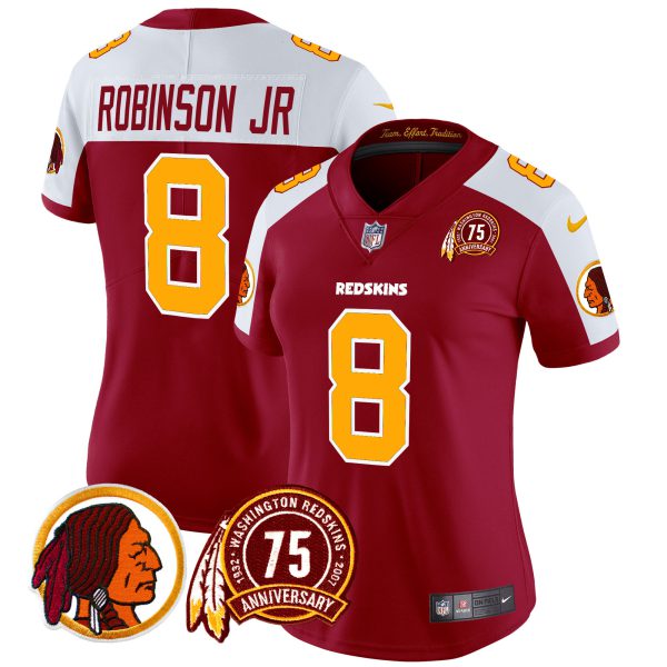Women's Washington Redskins 75th Patch Throwback Vapor Limited Jersey - All Stitched - Image 2