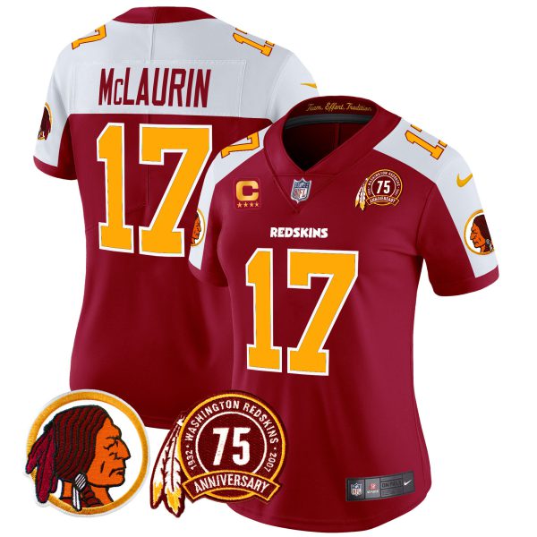 Women's Washington Redskins 75th Patch Throwback Vapor Limited Jersey - All Stitched - Image 5