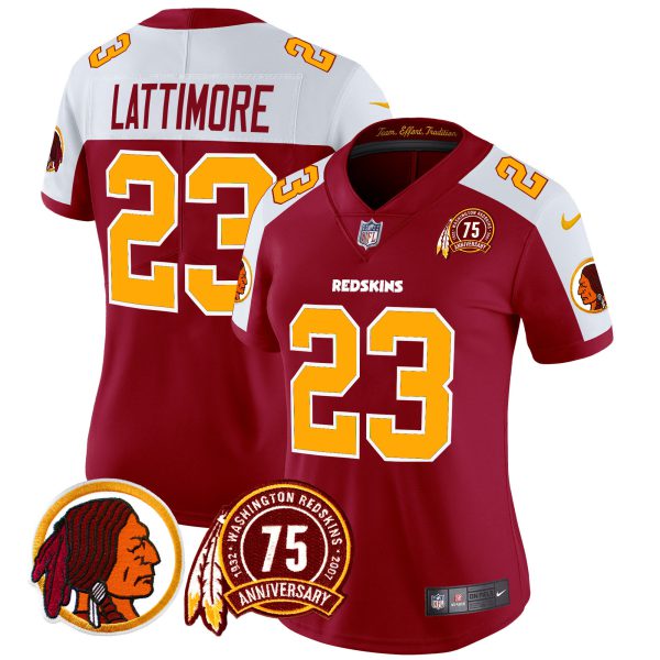 Women's Washington Redskins 75th Patch Throwback Vapor Limited Jersey - All Stitched - Image 8