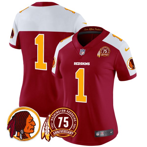 Women's Washington Redskins 75th Patch Throwback Vapor Limited Jersey - All Stitched - Image 9