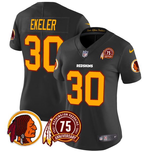 Women's Washington Redskins 75th Patch Throwback Vapor Limited Jersey - All Stitched - Image 21