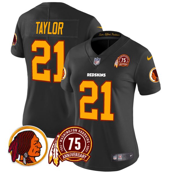 Women's Washington Redskins 75th Patch Throwback Vapor Limited Jersey - All Stitched - Image 24