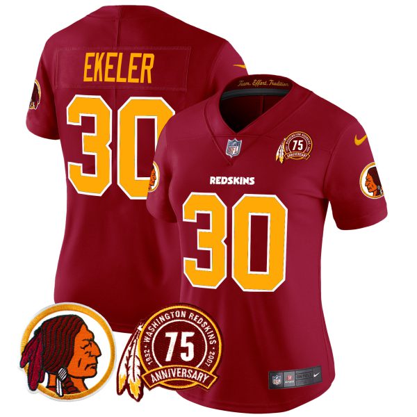 Women's Washington Redskins 75th Patch Throwback Vapor Limited Jersey - All Stitched - Image 30