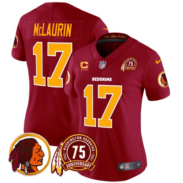 Women's Washington Redskins 75th Patch Throwback Vapor Limited Jersey - All Stitched - Image 32
