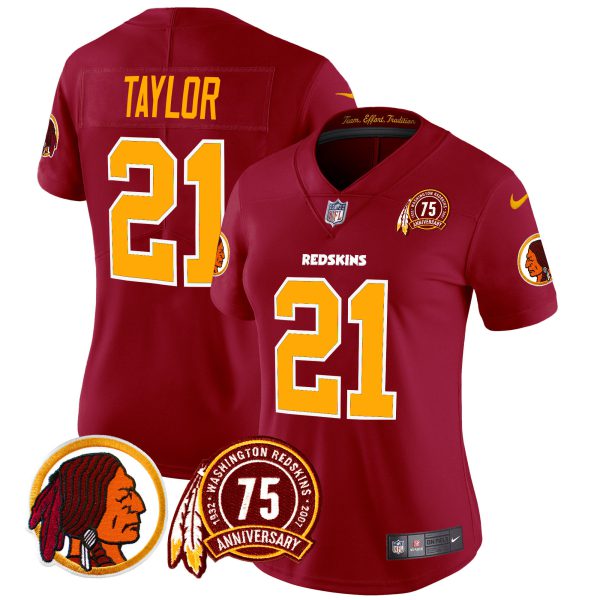 Women's Washington Redskins 75th Patch Throwback Vapor Limited Jersey - All Stitched - Image 33