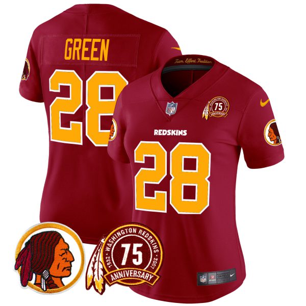 Women's Washington Redskins 75th Patch Throwback Vapor Limited Jersey - All Stitched - Image 34