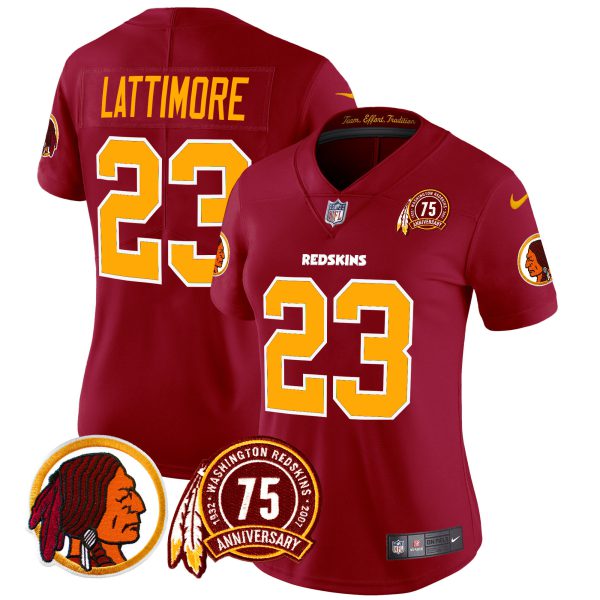 Women's Washington Redskins 75th Patch Throwback Vapor Limited Jersey - All Stitched - Image 35